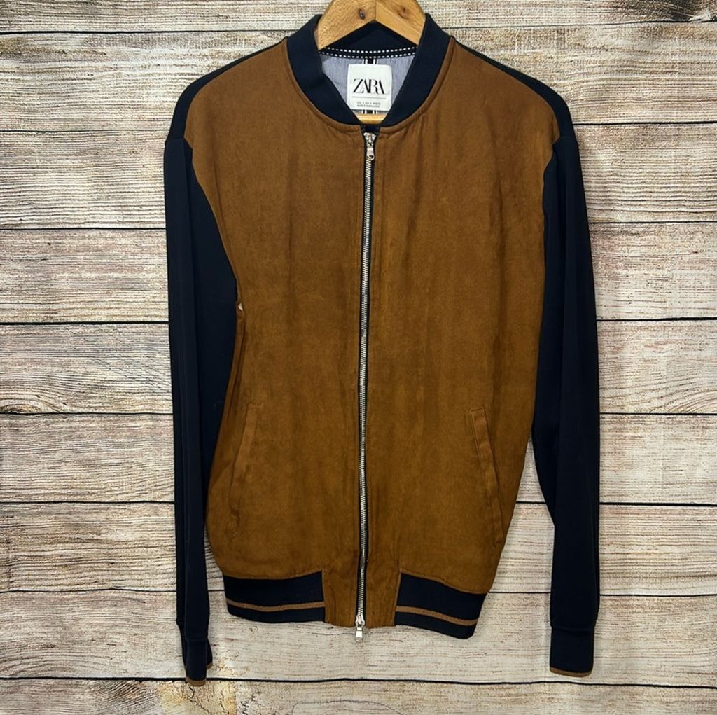Zara Faux Suede Men’s Jacket Navy & Tan