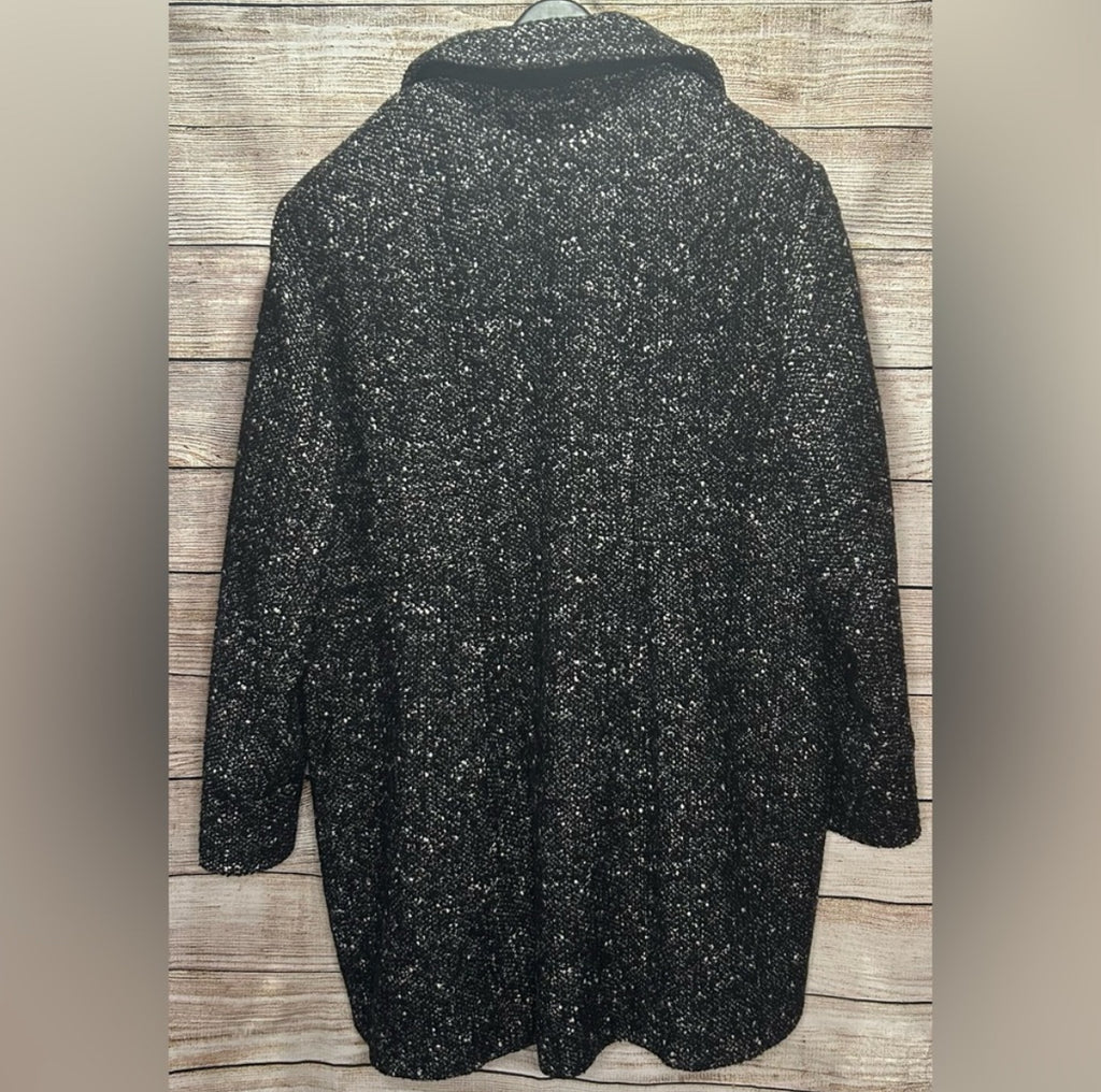 Vintage London Fog Womens Peacoat Coat Black & White Speckle Pattern size XXL