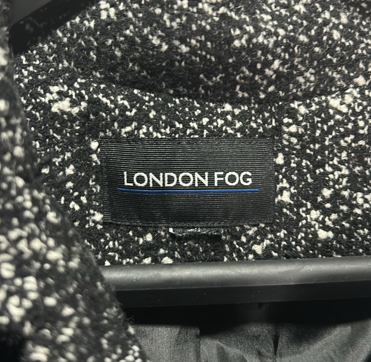 Vintage London Fog Womens Peacoat Coat Black & White Speckle Pattern size XXL