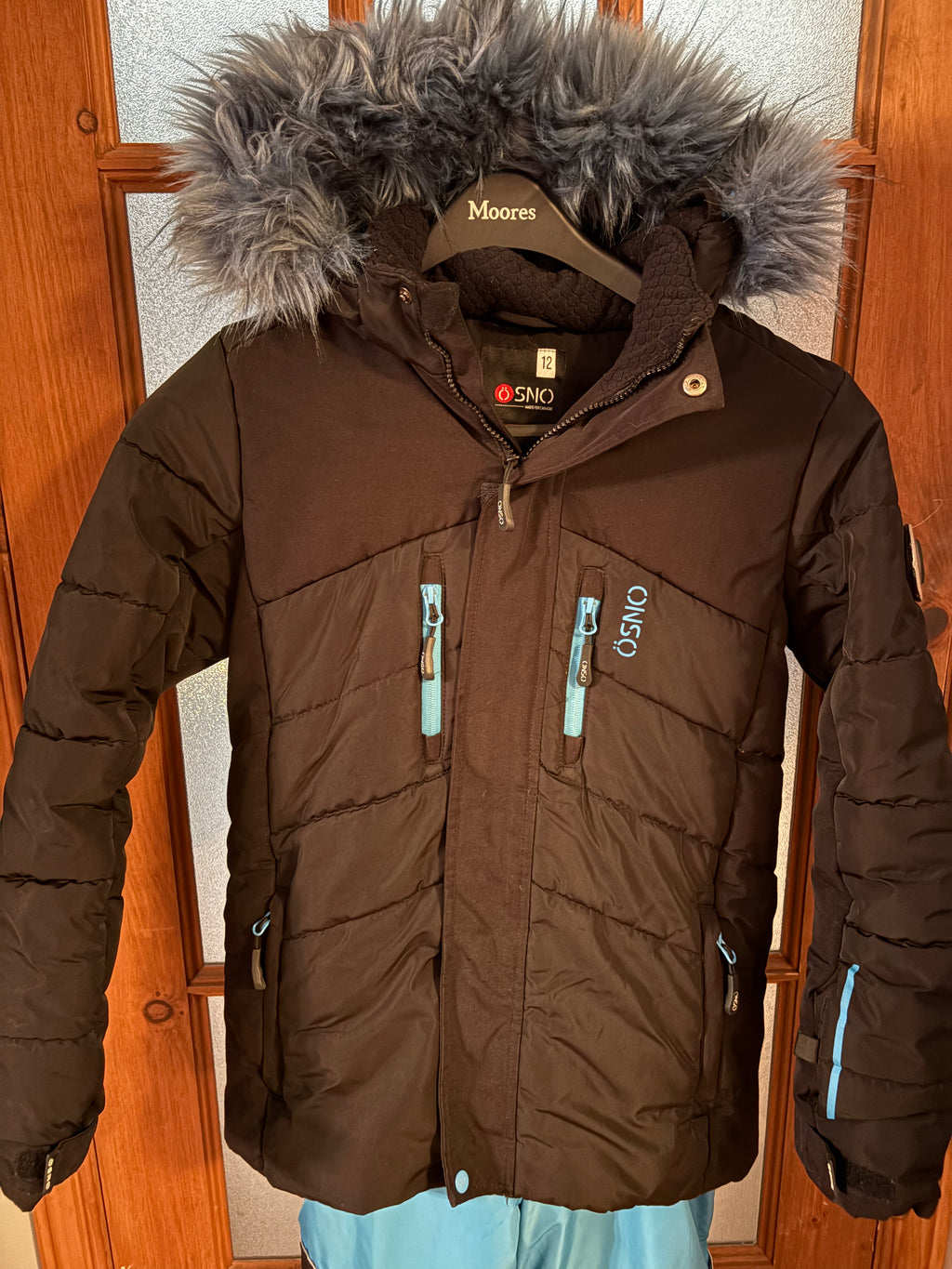OSNO Luxury Snowsuit Boys size 12 with Blue Fur Hood